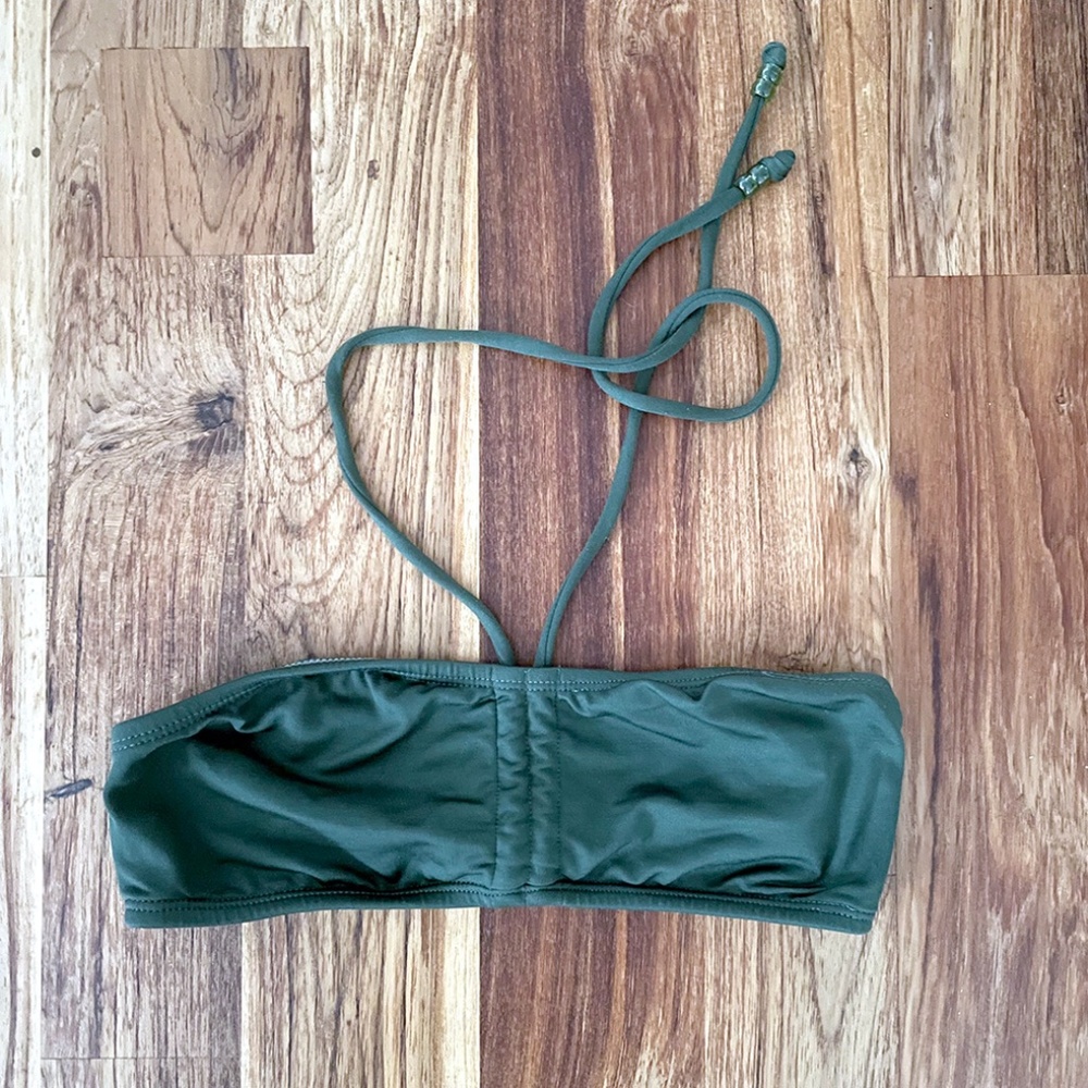 American Eagle Outfitters Olive Greeen Bandeau Halter Bikini Top Size XS
